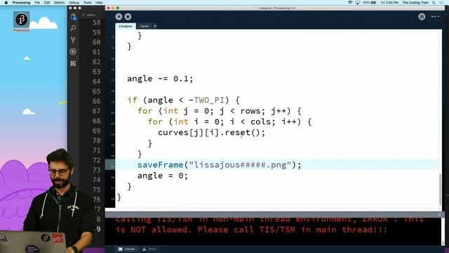 Coding Train Live #152: Lissajous Curve Table