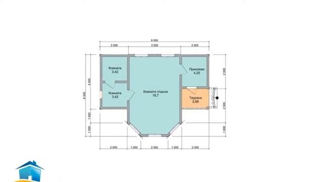 Проект одноэтажного дома 42 квадратных метров (№-202) смотреть онлайн