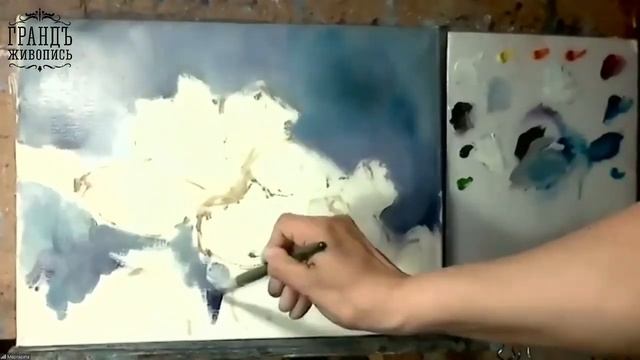 Рисуем маслом сюжет "Яблоневый цвет" смотреть онлайн