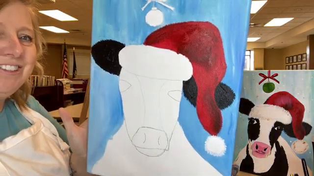 Christmas Cow Acrylic Painting with Ms. Mariah смотреть онлайн