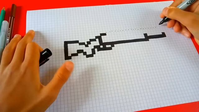 Рисунки по клеточкам-Как рисовать по Клеточкам Помпа Дробовик Фортнайт Рисовать рисунки по клеточка