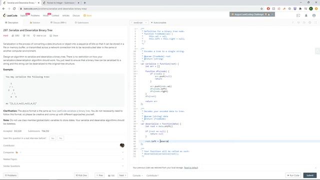 LeetCode 297:  Serialize and Deserialize Binary Tree