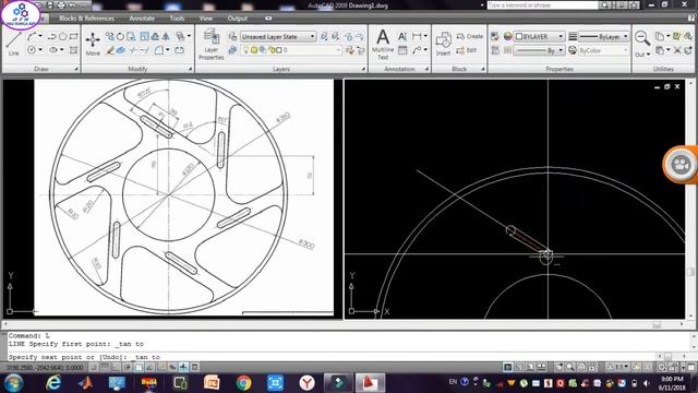 Wheel Shape Design | 2D | AutoCad in Hindi 2018 | Chapter-95 | Drawing-88 (Example-88) смотреть онлайн