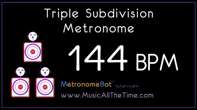 Triple subdivision metronome at 144 BPM MetronomeBot смотреть онлайн
