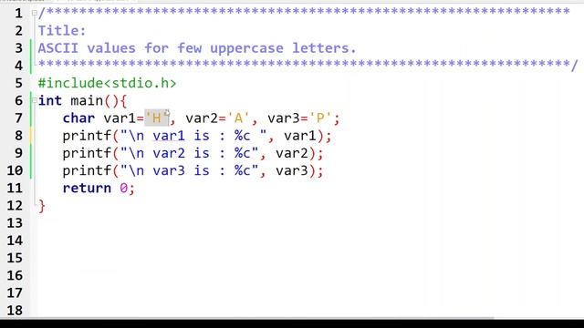 011 print ASCII values for uppercase letters using c program смотреть онлайн