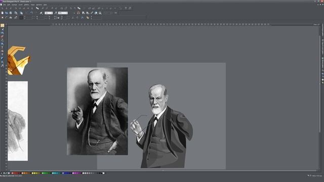 Почему я рисую в векторной программе Xara? Портрет Фрейда и немного процесса рисования. смотреть онлайн