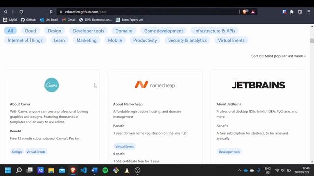 Free Software for University Students (GitHub student developer pack,Microsoft 365)