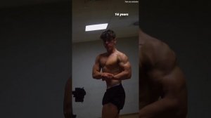 15 years old teen muscle boy showing biceps : Cart