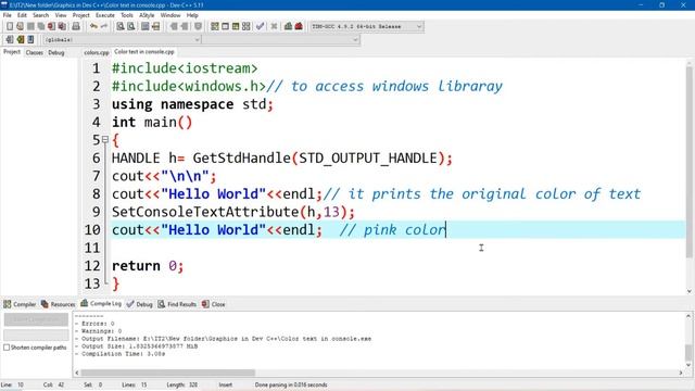 Change Text Console Color in C++ смотреть онлайн