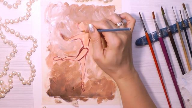 Рисуем балерину акриловыми красками или гуашью смотреть онлайн