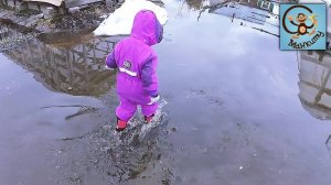 Дети едут на машине к затопленным дачам и большим лужам. МанкиИгры.