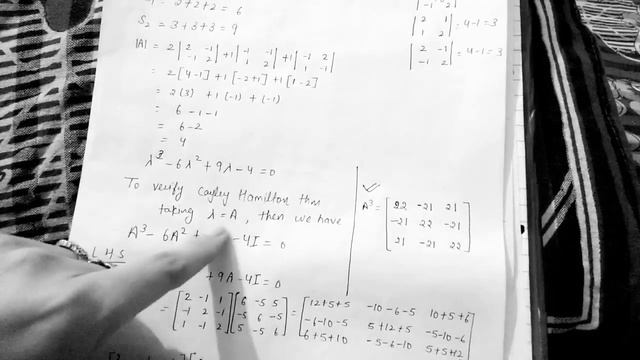 Verify Cayley Hamilton theorm and also find the inverse of matrix using characteristics equation