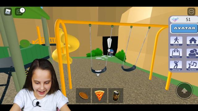 ИГРАЕМ В ROBLOX!!! КАЧАЕМСЯ НА КАЧЕЛЯХ!!!