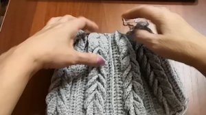 Шапка поперечным вязанием, крючком. Красивая, зимняя шапочка крючком.