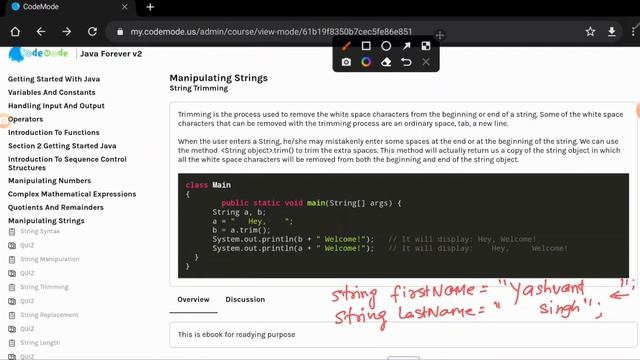 trim() in Java | How to trim a function in Java  | CodeMode