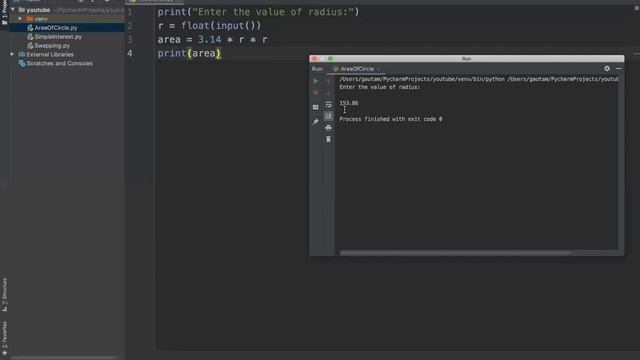 #pythonProgram | How to print area of circle in python  | python program in Hindi | by gautam sir