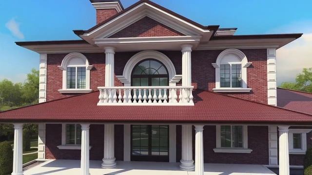 Проект коттеджа из кирпича с гаражом на 2 машины смотреть онлайн