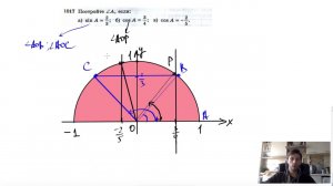 №1017. Постройте ∠А, если: a) sinA=⅔; б) cosA = ¾; в) cosA = -2/5.