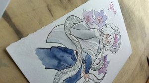 Рисую Акварелью. Обанай Игуро. Клинок рассекающий демона. Kimetsu no yaiba. Speed painting