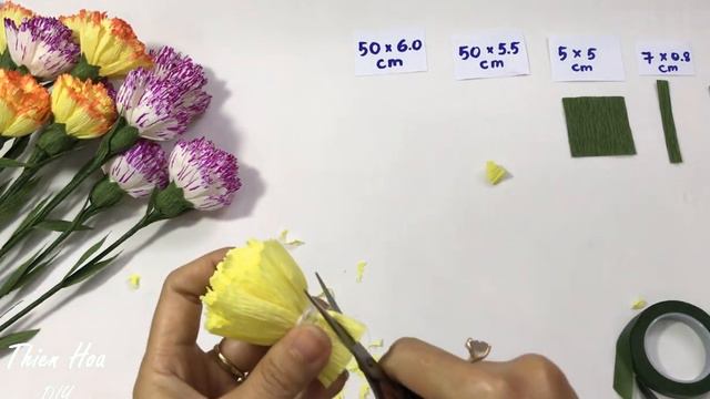 Hướng dẫn làm hoa cẩm chướng bằng giấy nhún- How to make carnation from crepe paper смотреть онлайн