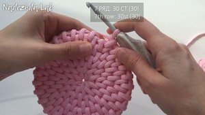 Круглая сумка из шнура. Узор ротанг. Вязание крючком