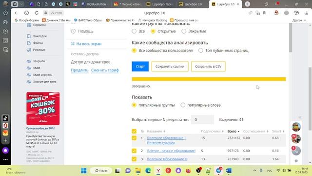 SMM05 Работа с Церебро Таргет