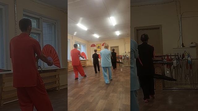 Тайцзи с веером, 28 форм, элементы 1-10. Групповая практика Тайцзи. смотреть онлайн