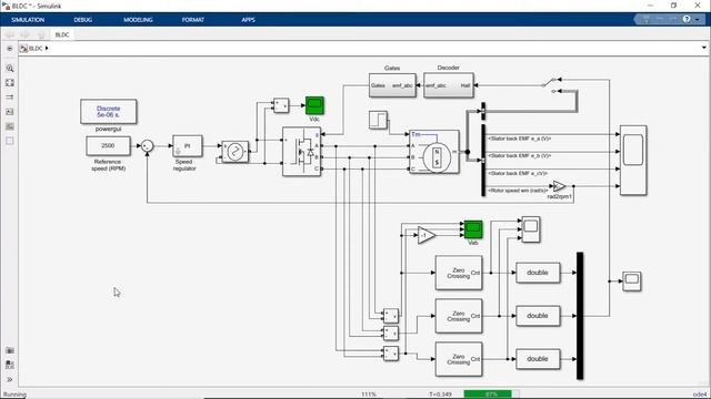 Simulation of sensor-less operation of BLDC-motor based on zero-cross detection from line voltage смотреть онлайн
