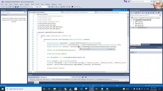 custom workflow activity to update all contacts address related to account