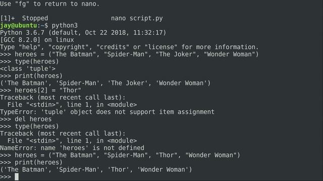 Coding in Python 17 - Tuples (Learn Linux TV Classics)