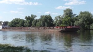 Буксир-толкач БТМ-487 Тип БТМ Проект: Р-162 с баржей 7058 проходит мимо Бронниц вниз по Москва-реке