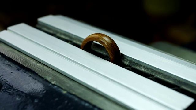 Make wood ring with stone inlay Amethyst