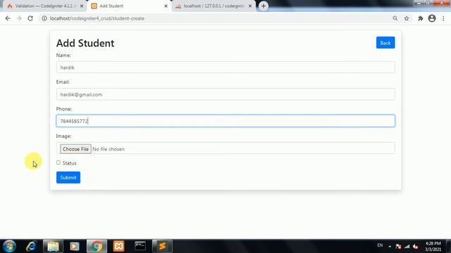 PHP CodeIgniter 4 - Basic CRUD operation with MySQL Database with example| Codeigniter 4 CRUD