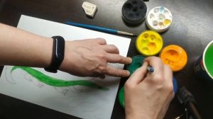 Рисуем крокодила красками