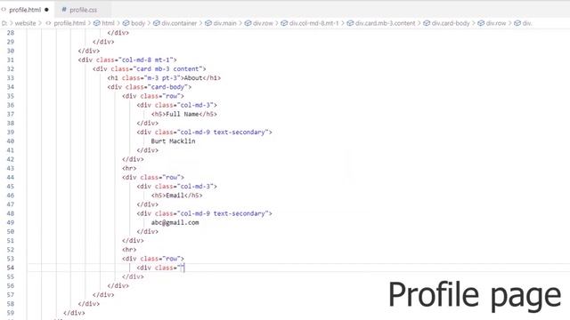 Profile Page in Html Css