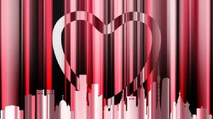 Фон с очертаниями города. Москва. Столица России. Зеркальный эффект. Фон в 4K.