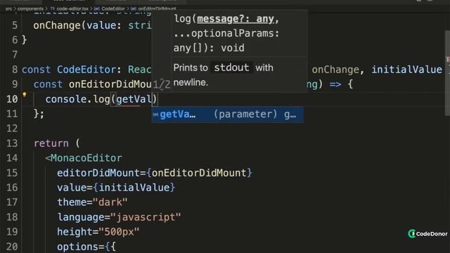 124. Handling Editor Change Events | React with Typescript