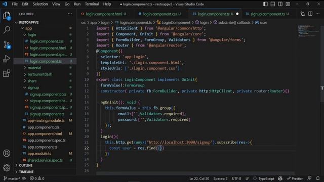 Angular 16 Restaurant Project V2.O from scratch | Angular Login page with Testycodeiz