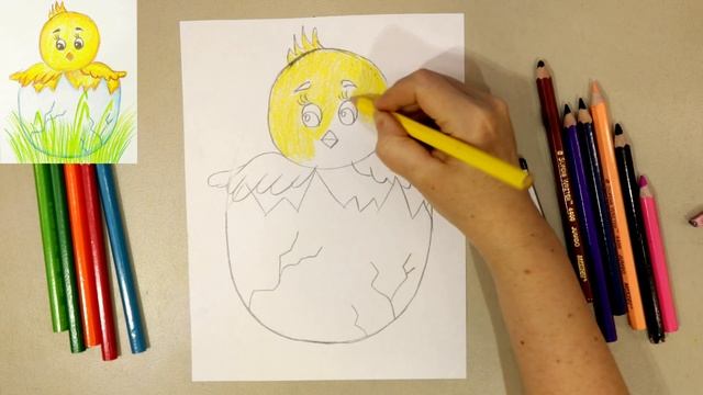 Как нарисовать ✓ Цыпленка ✓ на Пасху ("Пасхальный цыплёнок" раскраска)
