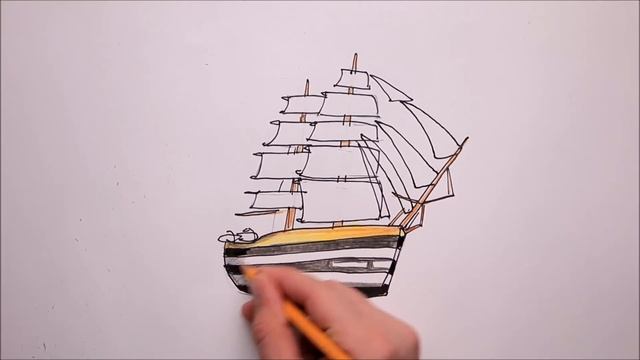 How to Draw a Ship Step by Step Video смотреть онлайн