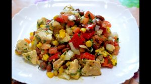 Салат без майонеза с пикантным соусом./Salad without mayonnaise.