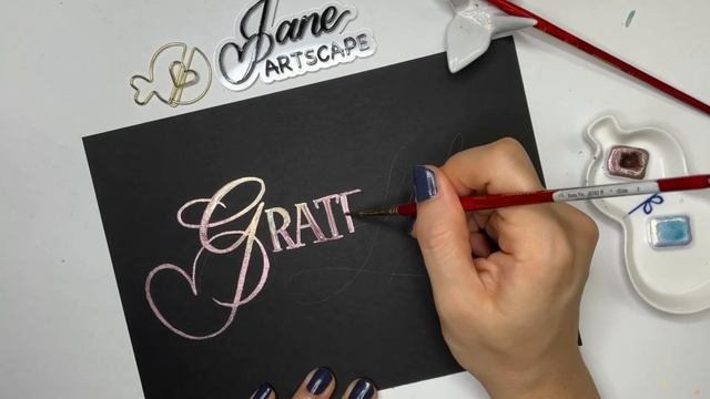 Stay Grateful Black Paper Watercolor Brush Lettering | Process Video смотреть онлайн