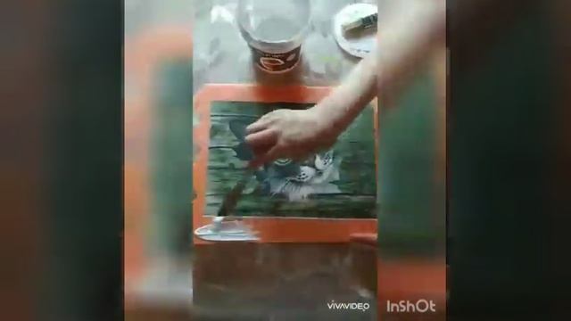 Объемный декупаж панно Мурзик