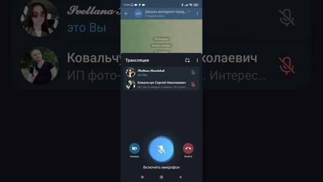Как зайти на видеотрансляцию в Телеграм. Как включить/выключить микрофон