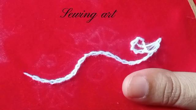 Button hole stitch hand embroidery#how to do chain stitch simple border line stitch #flower #sewing