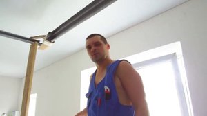 Натяжные потолки в гараже с демонтажем ворот- монтаж потолка в Оренбурге.