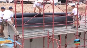 Устройство шиповидной мембраны на фундаментах