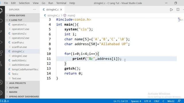 C Language | String In C Language , Character Array, String Manipulation | part 36