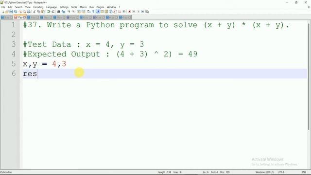 #37 Write a Python program to solve (x + y) * (x + y) this equation in Python | Python Practice
