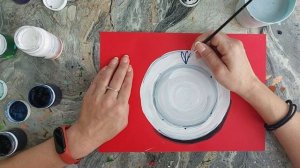 Тарелочка гжель. Рисуем тарелочку.